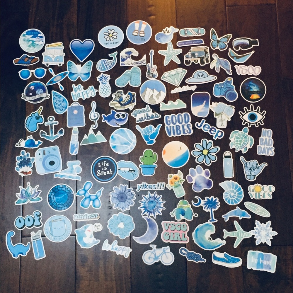 5 piece blue aesthetic random sticker pack